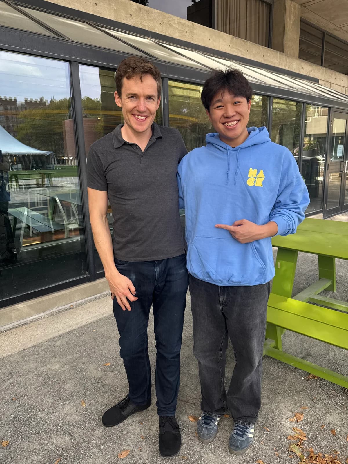 Matthias Joseph with Grant Sanderson at HackMIT