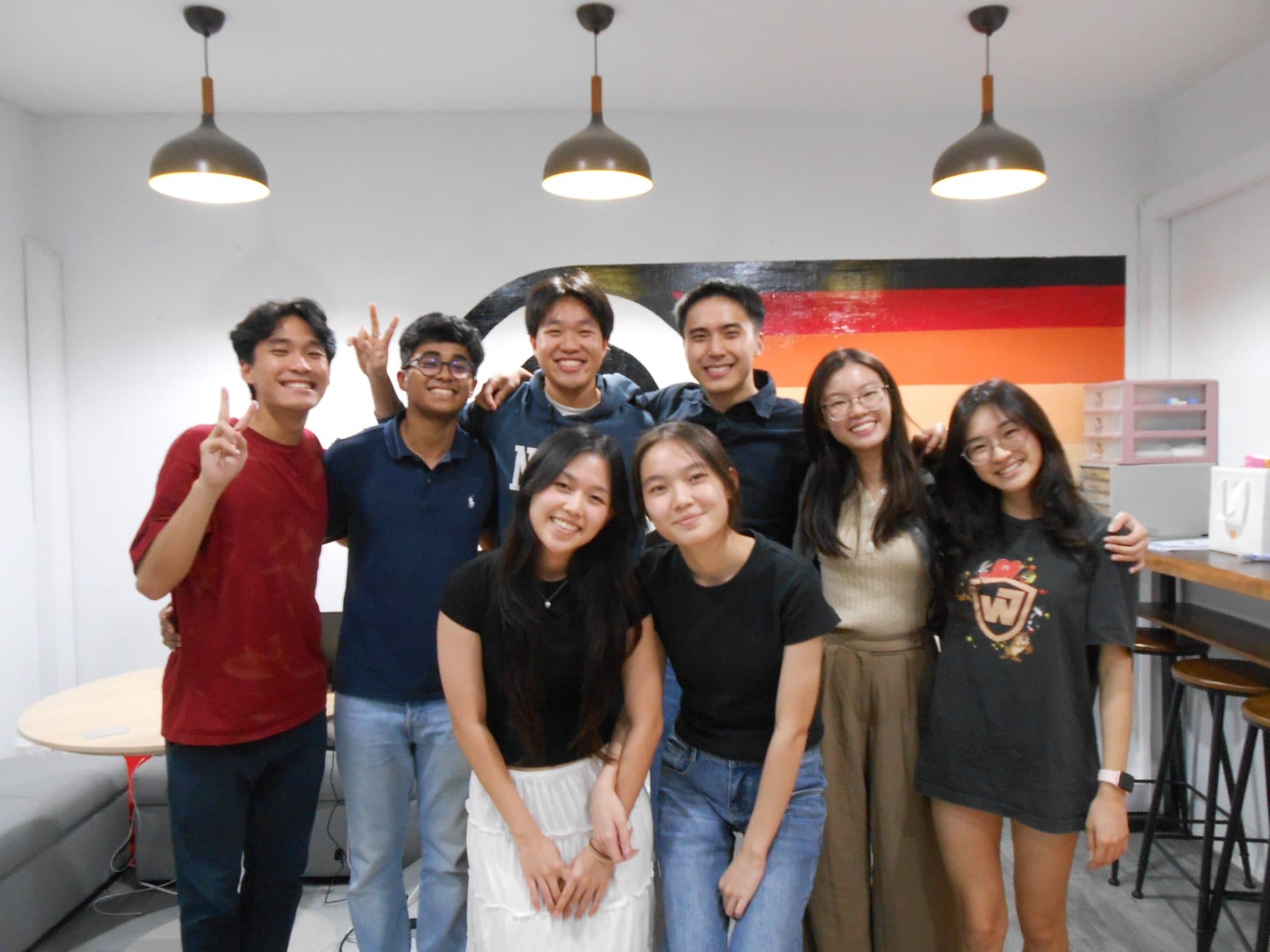 Matthias with students at MACRO Academy